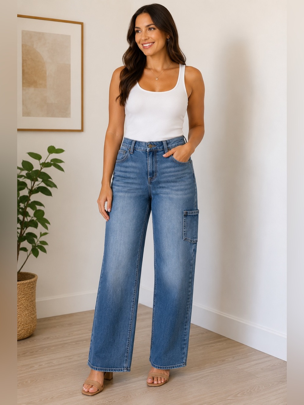 Flamingals Women’s Wide-Leg Denim Jeans — Blue